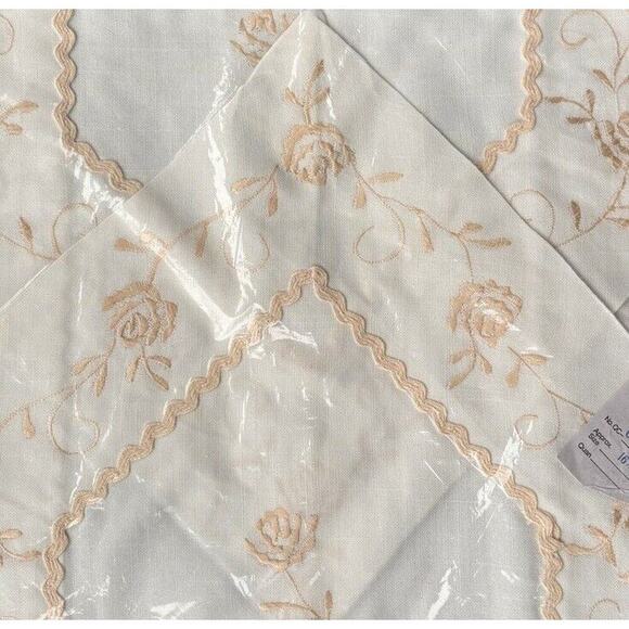 Vintage New White Hand Embroidery  Linen Table Runner Dresser Scarf 16x36 Floral - Picture 4 of 7